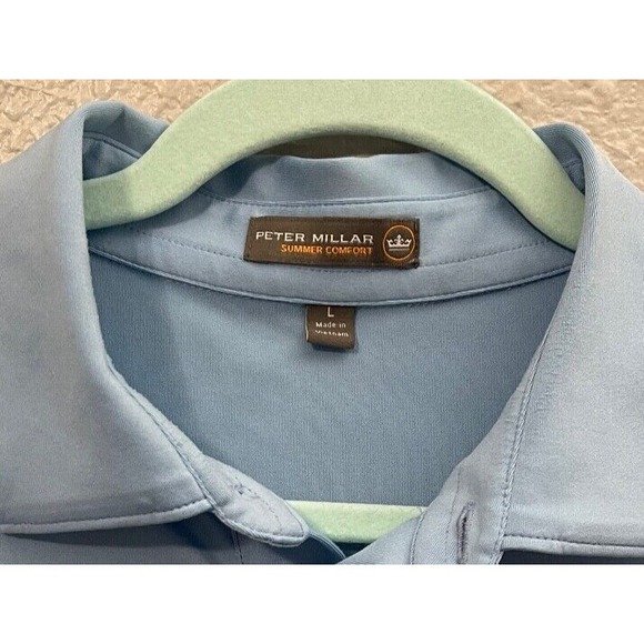 Peter Millar Summer Comfort Polo Shirt Mens Large Blue Golf Tournament Logo - Picture 4 of 4